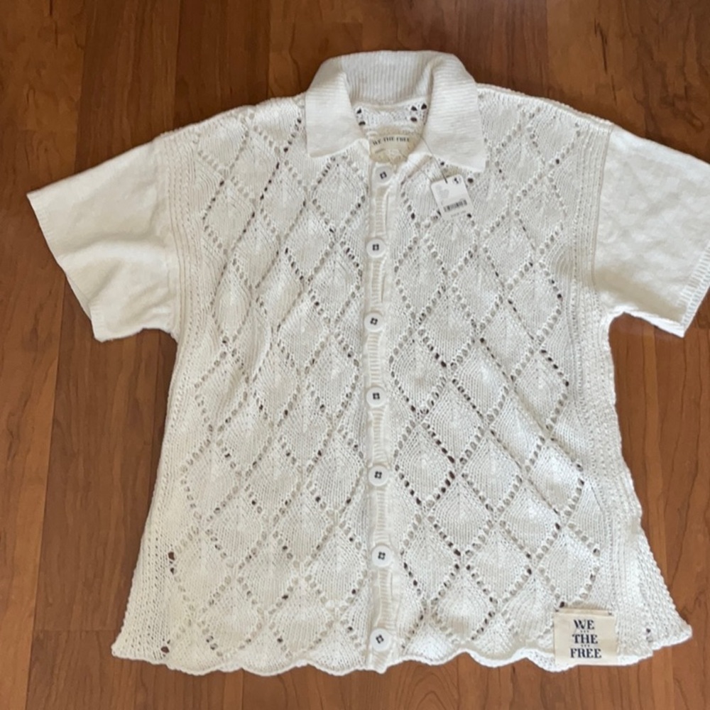 Free People We The Free All Love Club Shirt-Snow Bell-Large-NWT - Picture 3 of 10